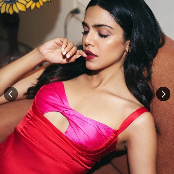 Micas Two-tone Satin Red Dress NWT - Picture 7 of 13